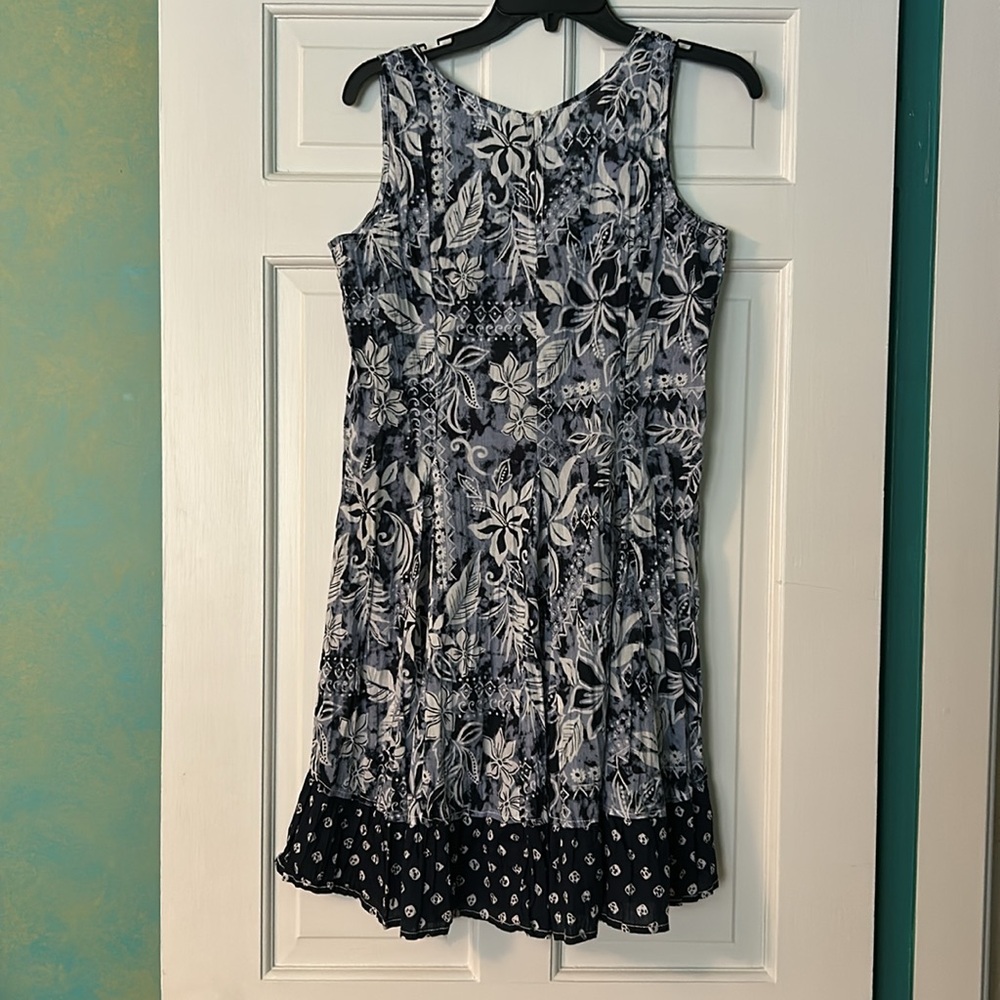 NWOT Cino Belize Blue dress - Floral Sleeveless Dress with Ruffle Hem - Picture 5 of 5